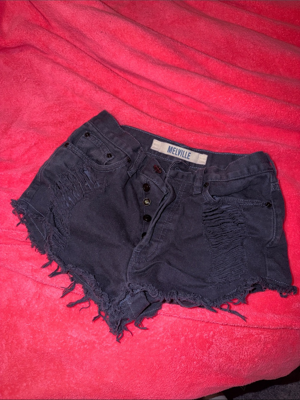 Brandy Melville Navy Distressed Denim Women's Shorts